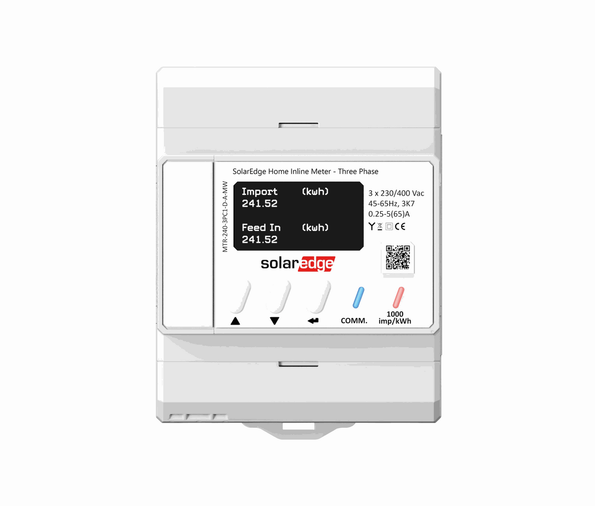 Monitoring Solaredge , Compteur d’énergie traversant SolarEdge Home, 1PH 230/400V, 65A - 5 ans de garantie