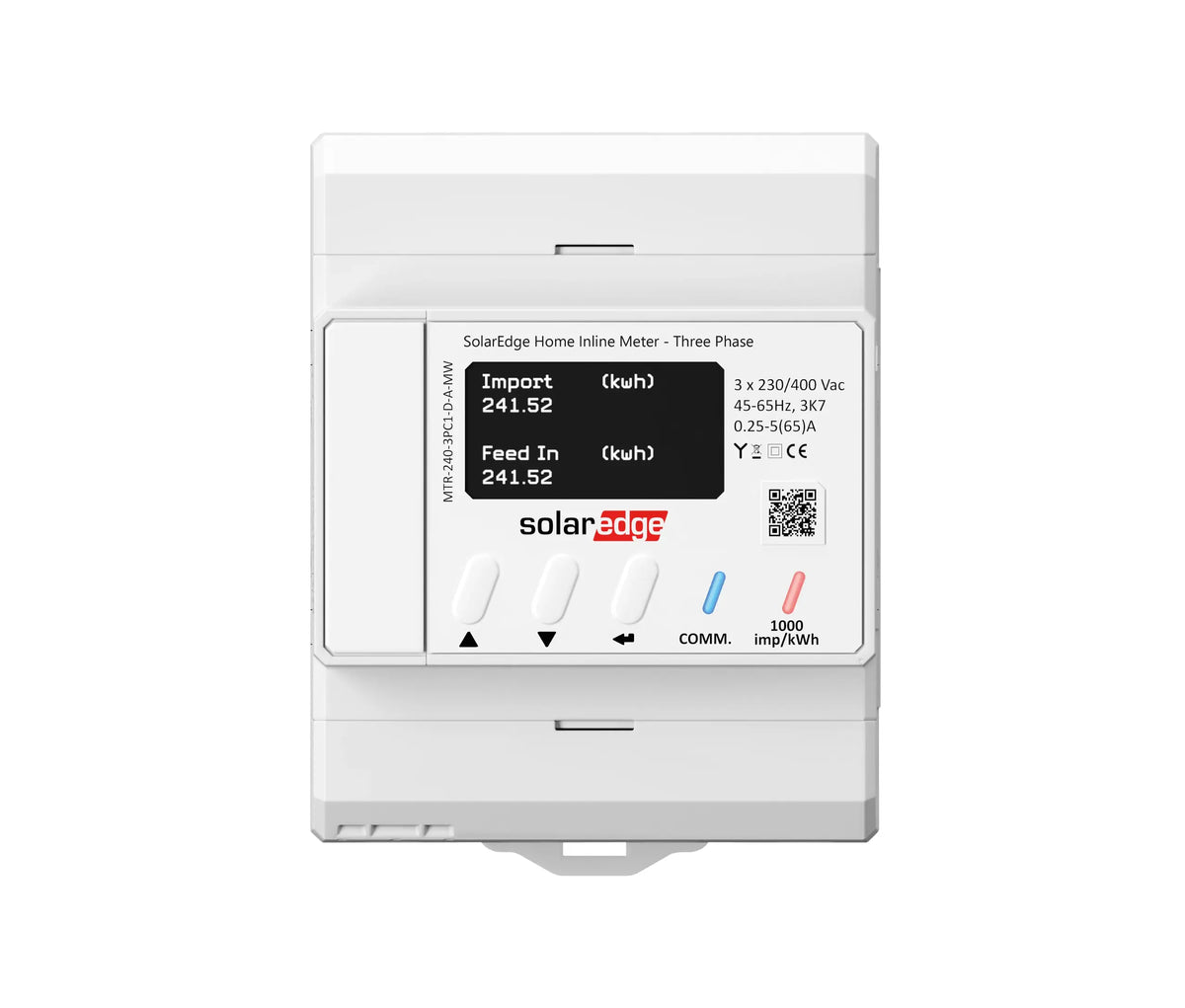 Monitoring Solaredge , Compteur d’énergie traversant SolarEdge Home, 1PH 230/400V, 65A - 5 ans de garantie